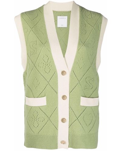 Sandro Perforated Logo Knitted Vest - Green