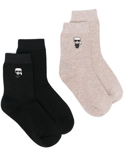 Karl Lagerfeld Pack de dos pares de calcetines con logo Ikonik - Negro
