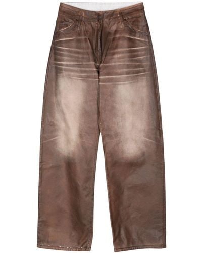 Acne Studios Pantalones rectos de talle medio - Marrón
