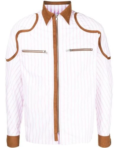 GmbH Patch-detail Striped Shirts - White