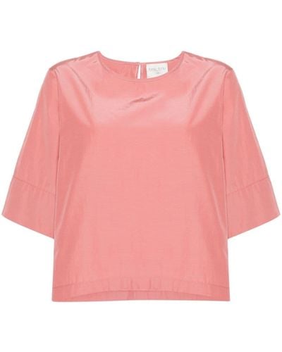 Forte Forte Satin-T-Shirt mit halblangen Ärmeln - Pink
