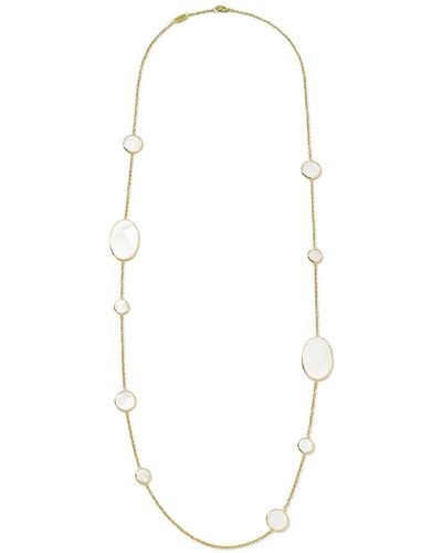 Ippolita 18kt Yellow Gold Polished Rock Candy Mother-of-pearl Station Necklace - White