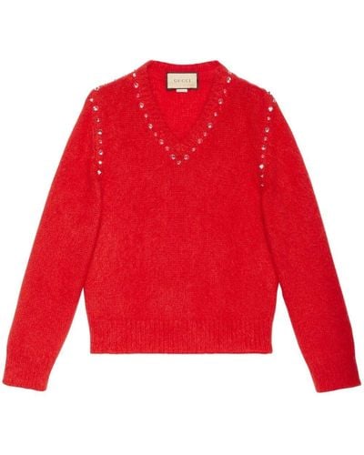 Gucci Jersey con apliques - Rojo