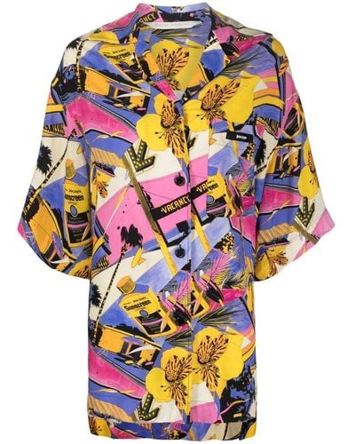 Palm Angels Bowlingshirt Met Print - Meerkleurig