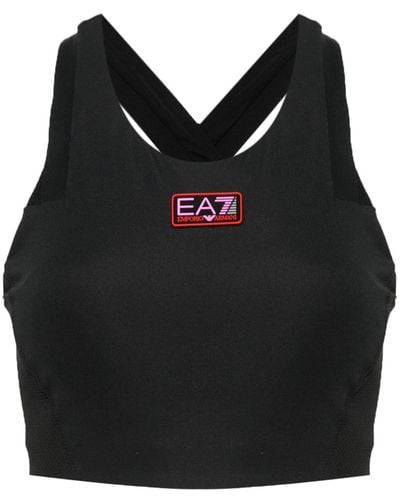 EA7 Logo-detail Sports Bra - Black