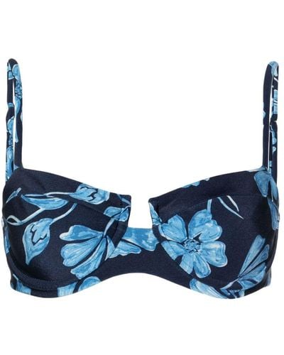 PATBO Nightflower Bikinioberteil mit Blumen-Print - Blau