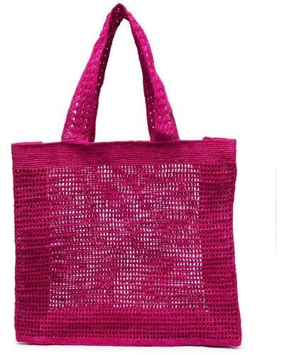 IBELIV Crochet Raffia Tote Bag - Red