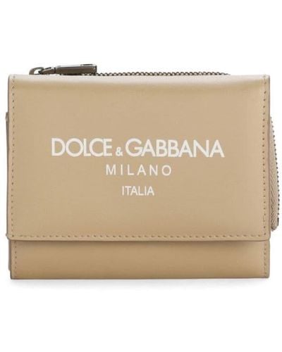 Dolce & Gabbana Logo-print Leather Wallet - Natural