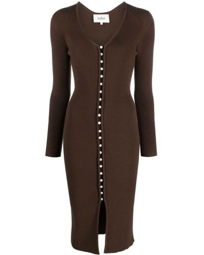Ba&sh Wissal Ribbed-knit Dress - Brown