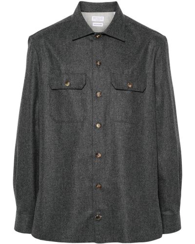 Brunello Cucinelli Mélange-Effect Shirt - Grey