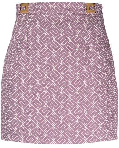 Elisabetta Franchi Monogram-print Crepe Miniskirt - Purple