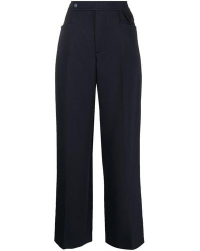 Low Classic Pocket-point Wide-leg Pants - Blue