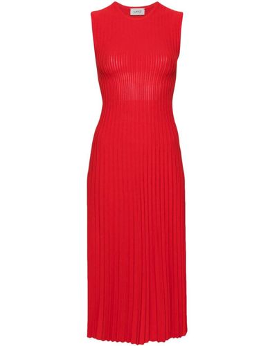 Mrz Pleated Knitted Midi Dress - Red