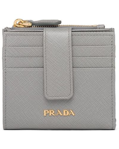 Prada Logo-lettering Compact Wallet - Gray