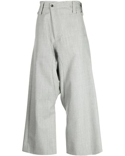 Fumito Ganryu Graffiti Asymmetric-design Wool Trousers - Grey