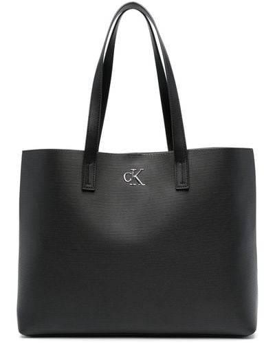 Calvin Klein Minimal Textured Tote Bag - Black