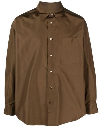 Lemaire Patch Pocket Silk Shirt - Brown