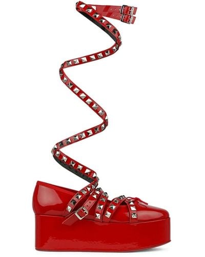 Noir Kei Ninomiya Stud-embellished Leather Loafers - Red