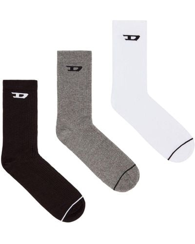 DIESEL Logo-intarsia Socks (pack Of Three) - White