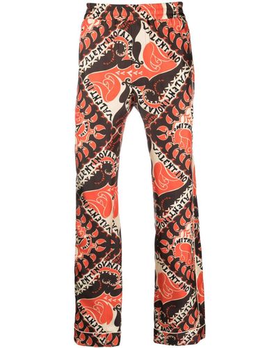 Valentino Garavani Pyjama-Hose mit abstraktem Print - Rot