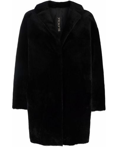 Blancha Reversible Shearling Coat - Black