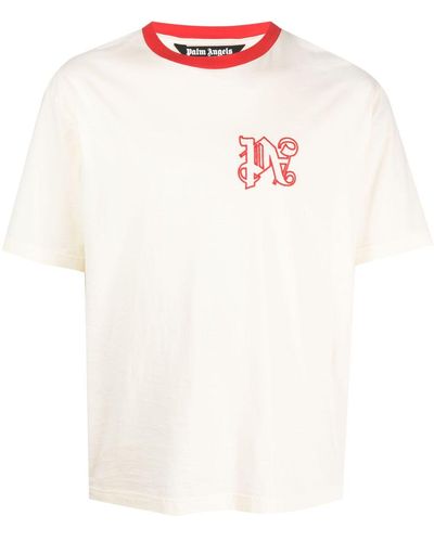 Palm Angels T-shirt Racing à motif monogrammé - Blanc