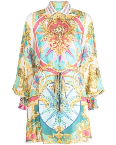 Camilla Abstract-pattern Print Silk Dress - Blue