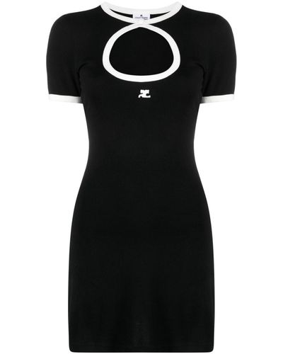 Courreges Short Dress With Inserts - Black