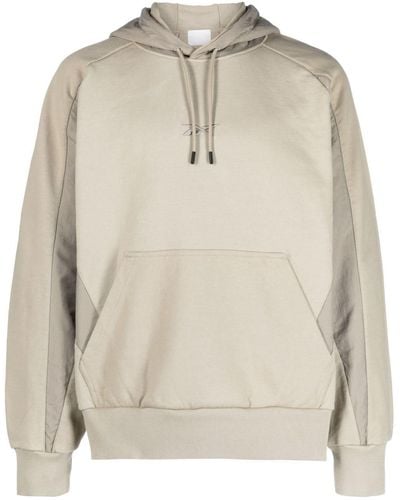 Reebok Logo-embroidered Cotton Hoodie - Natural