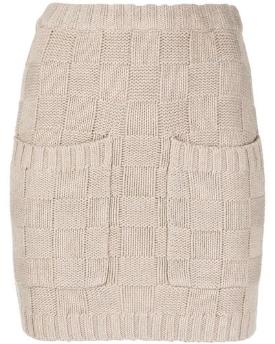 STAUD Check-pattern Knitted Skirt - Brown