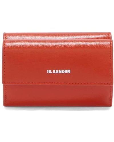 Jil Sander Folded Mini Leather Wallet - Red