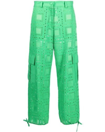 MSGM Pantalon cargo à design perforé - Vert