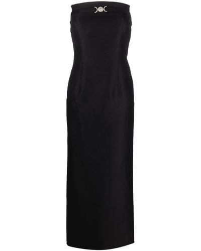 Versace Wool And Silk Blend Long Pencil Dress - Black