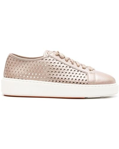 Santoni Perforated Leather Trainers - White