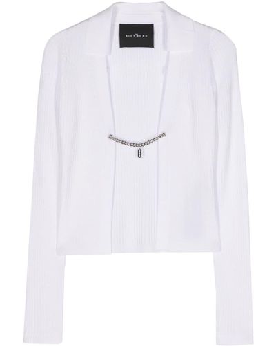 John Richmond Cardigan con colletto classico - Bianco