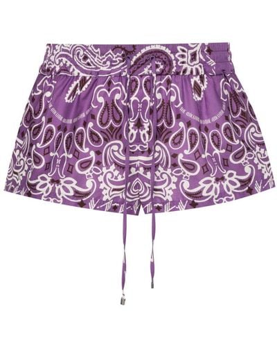The Attico Bandana-Print Beach Shorts - Purple