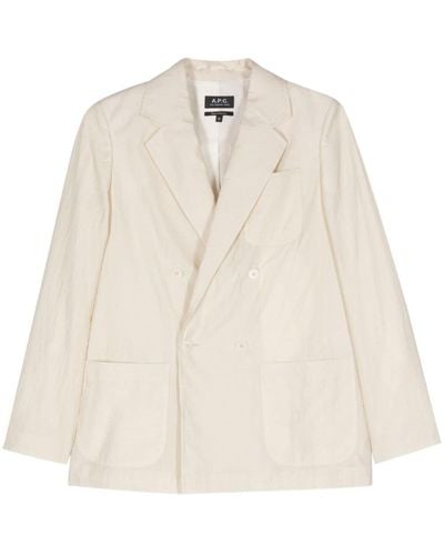 A.P.C. Double-Breasted Crepe Blazer - Natural