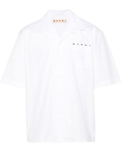 Marni Logo-Print Cotton Shirt - White