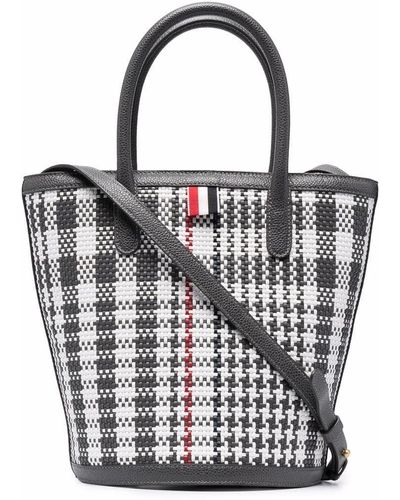 Thom Browne Check-pattern Bucket Bag - Black