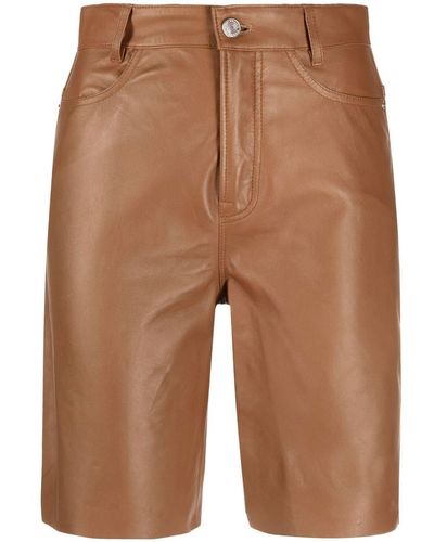 FRAME High-waisted Leather Shorts - Brown