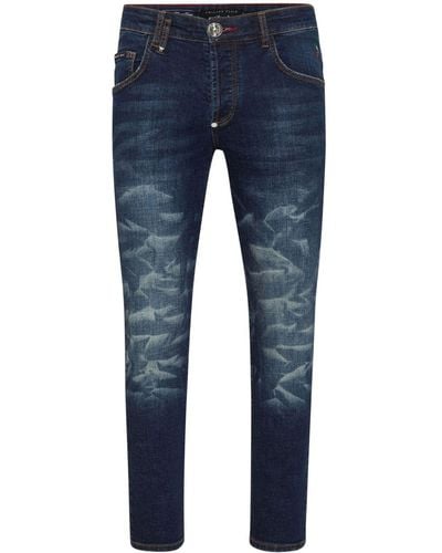 Philipp Plein Skinny-Jeans mit Applikation - Blau