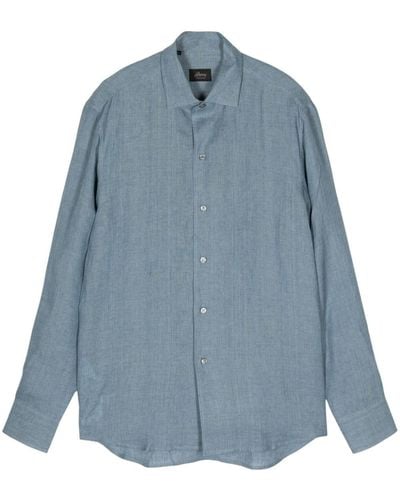 Brioni Langärmeliges Hemd aus Leinen - Blau