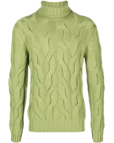 Barba Napoli Cable-knit Slim-cut Jumper - Green
