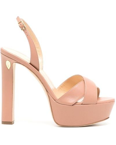 Jennifer Chamandi Crossover-straps High-heel Leather Sandals - Pink