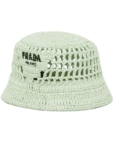 Prada Logo-embroidered Bucket Hat - Green