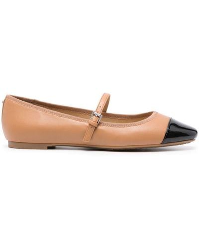 MICHAEL Michael Kors Mae Leather Ballerina Shoes - Brown