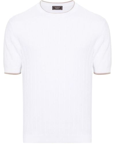 Peserico Geripptes T-Shirt - Weiß