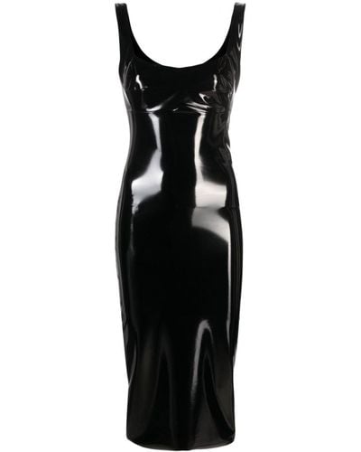 Atu Body Couture Patent Faux Leather Midi Dress - Black