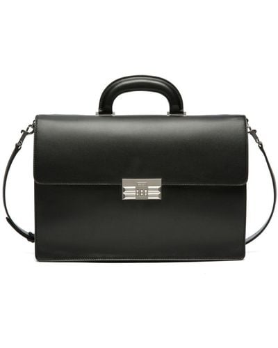 Bally Logo-engraved Leather Laptop Bag - Black