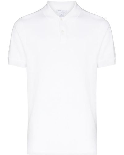 Sunspel Short Sleeve Polo Top - White